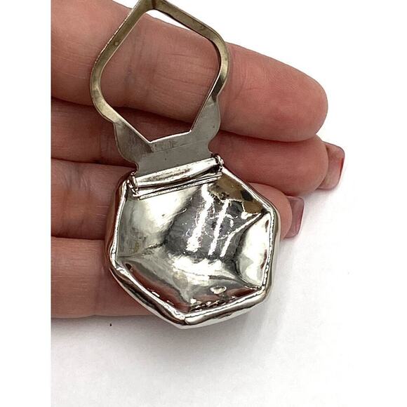 Emmons Silver Tone Textured Hexagon Dress Scarf Clip Vintage Estate - Picture 7 of 7